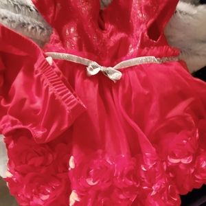 Baby Red Christmas Dress-Size 18 Months-Flowers Princess